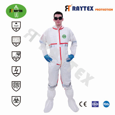 ISO 13485 Type 4 5 6 Disposable PPE Work Protective Jumpsuit EN14126