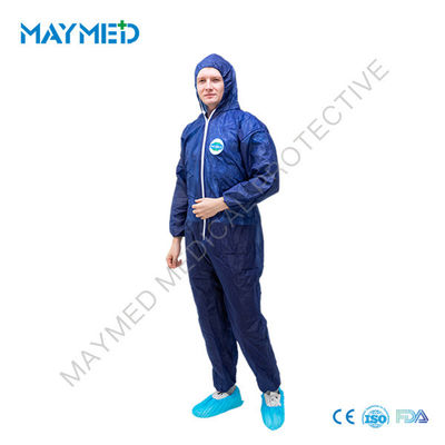 Long Sleeve PP Nonwoven Disposable Isolation Coveralls FDA With Elastic Cuff