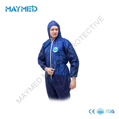 PP 25-70g PP Isolation Disposable Protective Clothing Zipper Front ISO13485