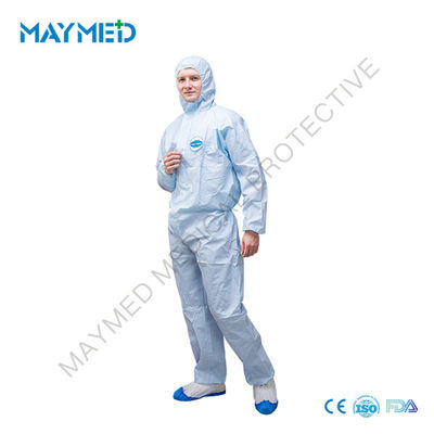 Isolation Jumpsuit Microporous Hooded Disposable Chemical Coveralls Type 5/6