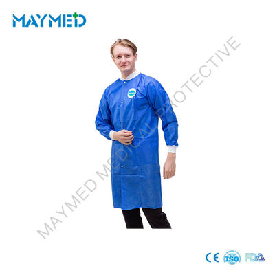 Knitted Cuffs SMS Protective Breathable confortable Lab Coats ISO13485 from China factory directly