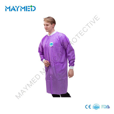 Knitted Collar And Cuffs Disposable Lab Coats SMS Nonwoven