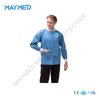 Single Use SMS Nonwoven Disposable Lab Coats With Cuffs