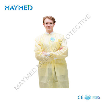 factory directly PP 25g Disposable Visitor Coat With 2 Ply Collar with buttons/velcros/zipper