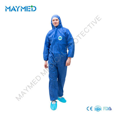 Blue Flame Retardant SMS Disposable Medical Coveralls protctive jumpsuit for workers