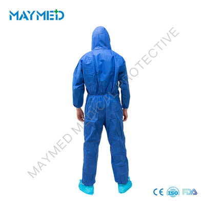 Blue Flame Retardant SMS Disposable Medical Coveralls protctive jumpsuit for workers