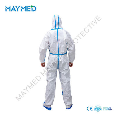 SMS Disposable Body Suit Type 5/6 With Hood And Tapes ISO9001 and ISO13485