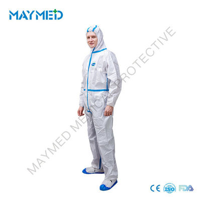 ISO 13485 Type 4 5 6 Disposable PPE Work Protective Jumpsuit EN14126