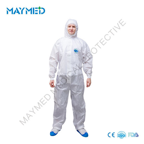 Disposable Anti - Static SMS 55gsm Nonwoven Coverall Biological protective overalls ISO13485