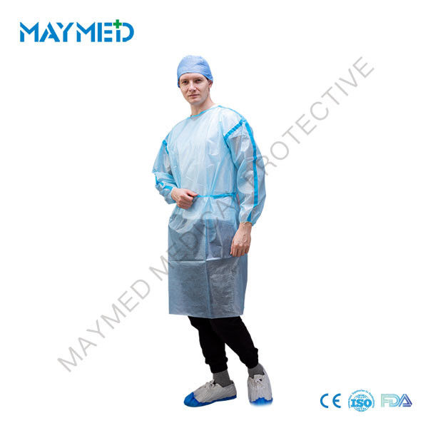 Protective Level 3 PP PE Disposable Isolation Gowns With Heat Sealed Tapes