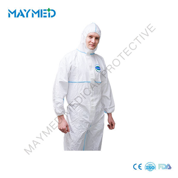 Liquid Chemicals Resistant Disposable Microporous Coveralls With Hood Type 4/5/6