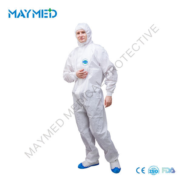 White SMS Industrial Disposable Nonwoven Coverall breathable comfortable workwear